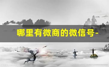 哪里有微商的微信号-微商微信号哪里找二维码