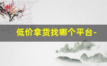 低价拿货找哪个平台-个人拿货哪里便宜